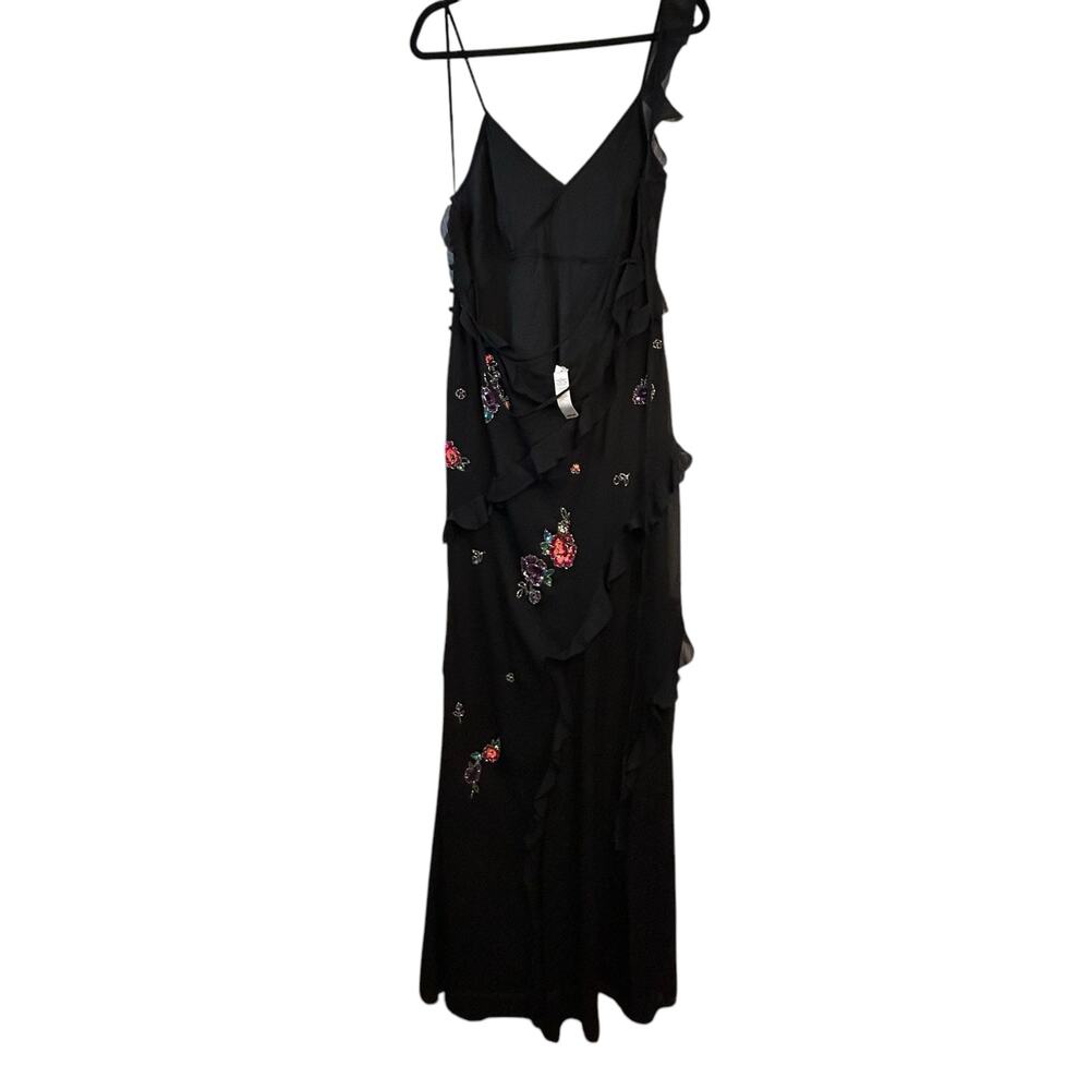 NWT - ASOS Design Black Floral Sequined Gown - Size 12 - Picture 6 of 16